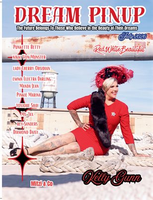 Dream Pinup Magazine Red White Beautiful July 2026 Kelly Gunn by Mitzi & Co
