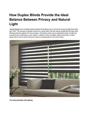 How Duplex Blinds Provide the Ideal Balance Between Privacy and Natural Light