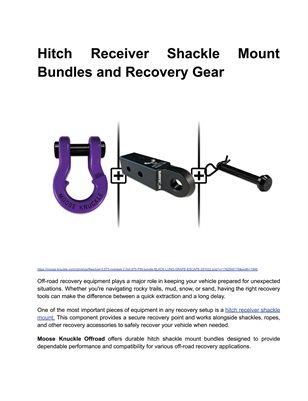 Hitch Receiver Shackle Mount Bundles and Recovery Gear