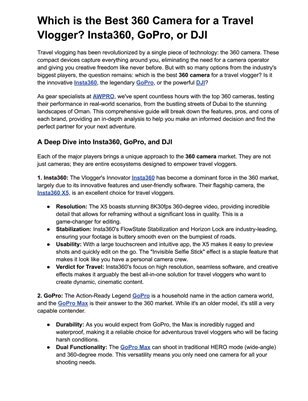 Which is the Best 360 Camera for a Travel Vlogger? Insta360, GoPro, or DJI