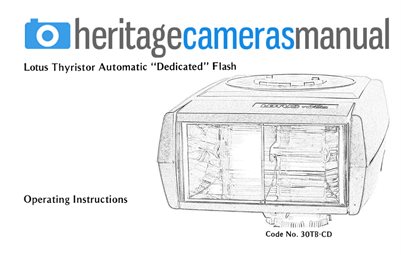 Copy of the Instruction Manual for the Lotus 30TB.CD Flash Unit, Dedicated for Canon FD film cameras