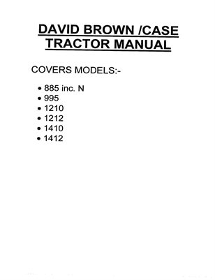 David Brown Case 885 885N 995 1210 1212 1410 1412 WORKSHOP MANUAL