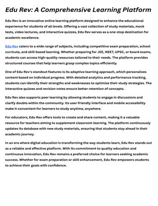 Edu Rev: A Comprehensive Learning Platform
