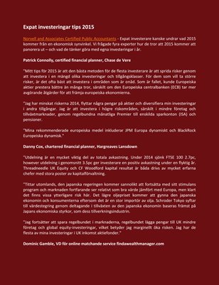 Norvell and Associates Certified Public Accountants Expat investeringar tips 2015
