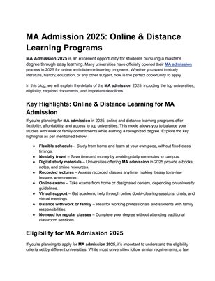 MA Admission: Online & Distance  Learning Programs