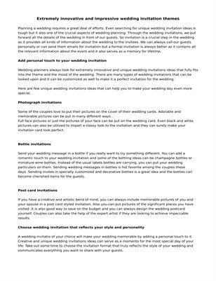 Extremely innovative and impressive wedding invitation themes