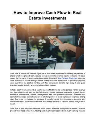 How to Improve Cash Flow in Real Estate Investments