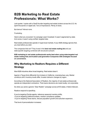B2B Marketing to Real Estate Professionals: What Works?