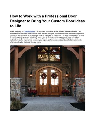 How to Work with a Professional Door Designer to Bring Your Custom Door Ideas to Life