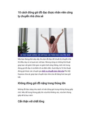 10 cách đóng gói đồ đạc được nhân viên dịch vụ chuyển nhà chia sẻ