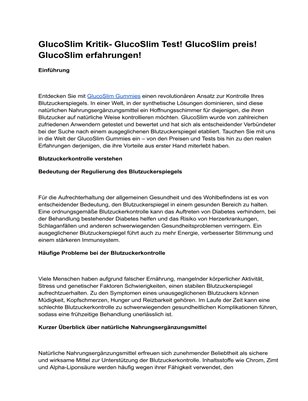 GlucoSlim Kritik- GlucoSlim Test! GlucoSlim preis! GlucoSlim erfahrungen!