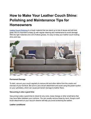 Leather Couch Polishing In Duabi..