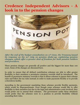 Credence Independent Advisors - A look in to the pension changes