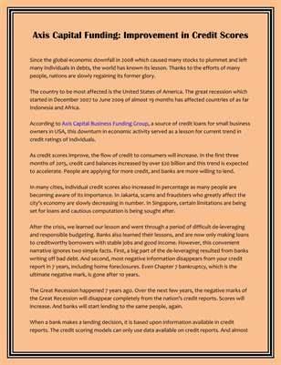 Axis Capital Funding: Improvement in Credit Scores