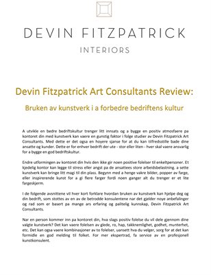 Devin Fitzpatrick Art Consultants Review: Bruken av kunstverk i a forbedre bedriftens kultur