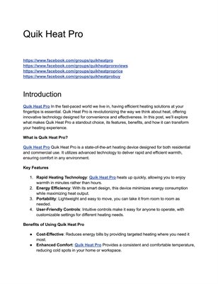 Quik Heat Pro Benefits - Quik Heat Pro Portable Heater , Quik Heat Pro Review !