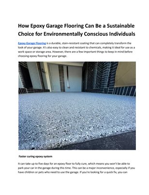 How Epoxy Garage Flooring Can Be a Sustainable Choice for Environmentally Conscious Individuals