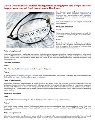 Devin Consultants Financial Management in Singapore and Tokyo on How to plan your mutual fund investments. Read here