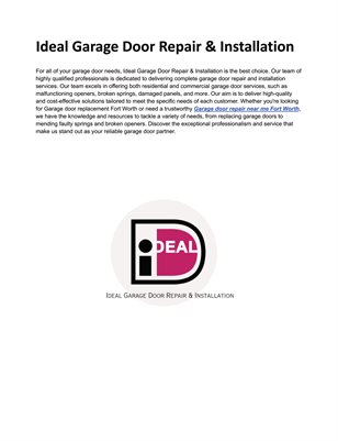 Ideal Garage Door Repair & Installation