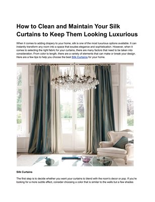 How to Clean and Maintain Your Silk Curtains to Keep Them Looking Luxurious