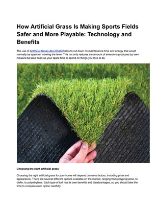 How Artificial Grass Is Making Sports Fields Safer and More Playable: Technology and Benefits