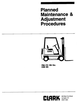 CLARK C500 355 FORKLIFT SERVICE REPAIR SHOP MANUAL