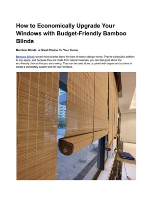 How to Economically Upgrade Your Windows with Budget-Friendly Bamboo Blinds