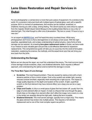 Lens Glass Restoration and Repair Services in Dubai