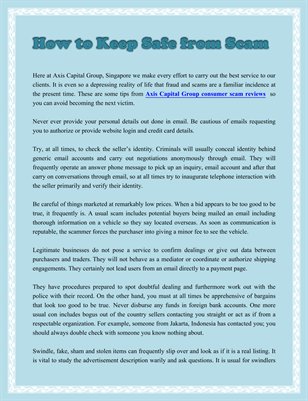 How to Keep Safe from Scam