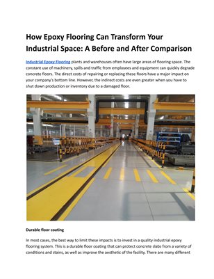 How Epoxy Flooring Can Transform Your Industrial Space: A Before and After Comparison
