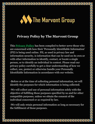 Privacy Policy by The Marvont Group