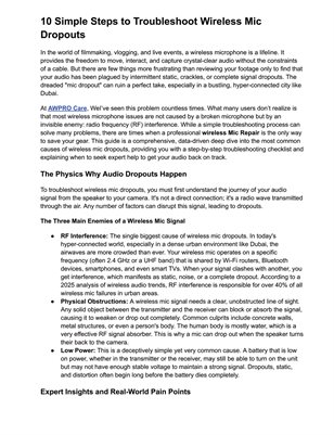 10 Simple Steps to Troubleshoot Wireless Mic Dropouts