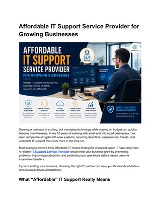 Affordable IT Support Service Provider for Growing Businesses