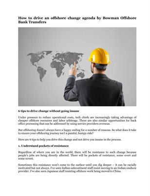 How to drive an offshore change agenda by Bowman Offshore Bank Transfers