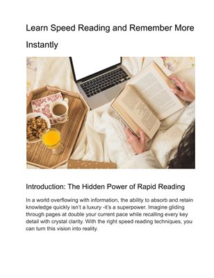 Learn Speed Reading and Remember More Instantly