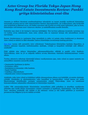 Aztec Group Inc Florida Tokyo Japan Hong Kong Real Estate Investments Review