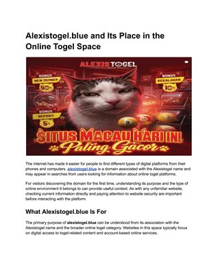 New Publication (Alexistogel.blue and Its Place in the Online Togel Space3)