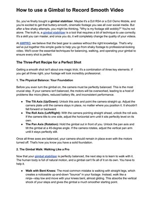 How to use a Gimbal to Record Smooth Video