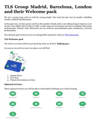 TLS Group Madrid, Barcelona, London and their Welcome pack