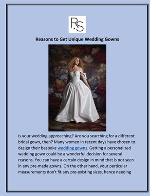 Reasons To Get Unique Wedding Gowns