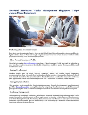 Herrand Associates Wealth Management Singapore, Tokyo Japan: Client Experience
