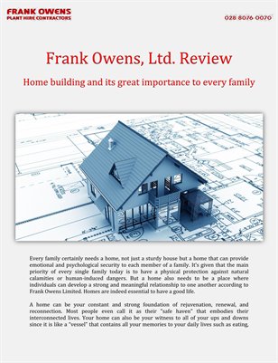 Frank Owens, Ltd. Review: Home building and its great importance to every family