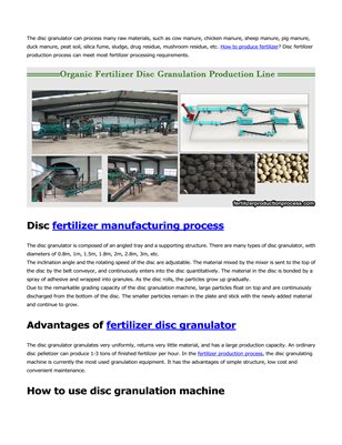 Disc fertilizer manufacturing process for processing fungus residue and manure peat