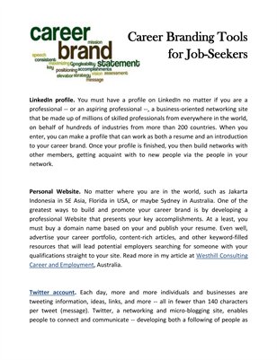 Career Branding Tools for Job-Seekers