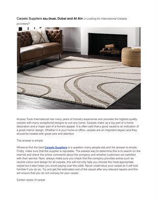 Carpets Suppliers Abu Dhabi, Dubai and Al Ain :- Looking for International Carpets providers?