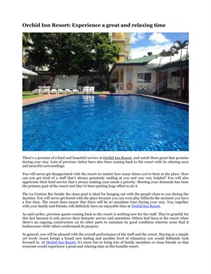 Orchid Inn Resort: Experience a great and relaxing time