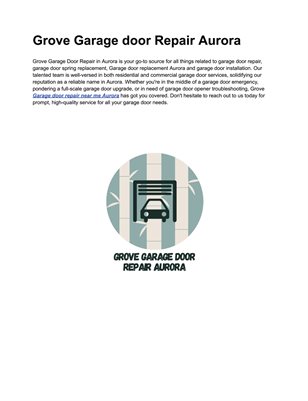 Grove Garage door Repair Aurora