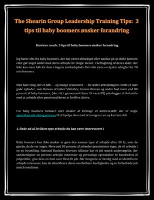 The Shearin Group Leadership Training Tips: 3 tips til baby boomers ønsker forandring