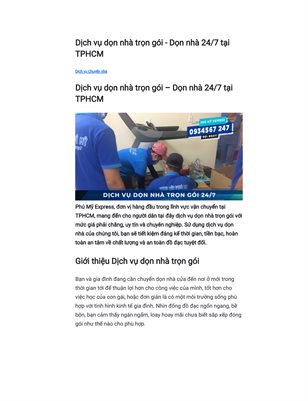 Dịch vụ dọn nhà trọn gói tại TPHCM