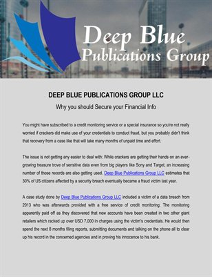 Deep Blue Publications Group LLC: Why you should Secure your Financial Info